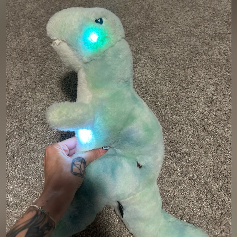 Plush Dinosaur Toy with LED Lights - Green- Fao Schwartz